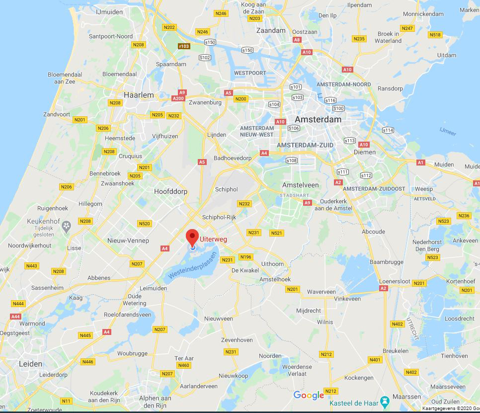 map Uiterweg Holiday home at the water near Amsterdam, boat for rent